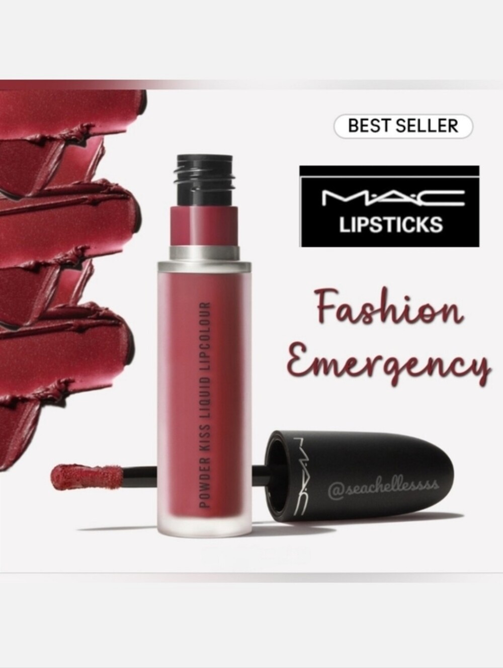 MAC Powder Kiss Moisture Matte Liquid Lipstick Fashion Emergency Rose Brown BNIB